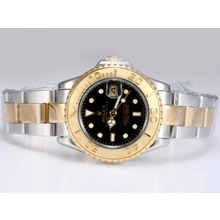 Copy Rolex Yacht Master Watches: 2-Tone Black Face